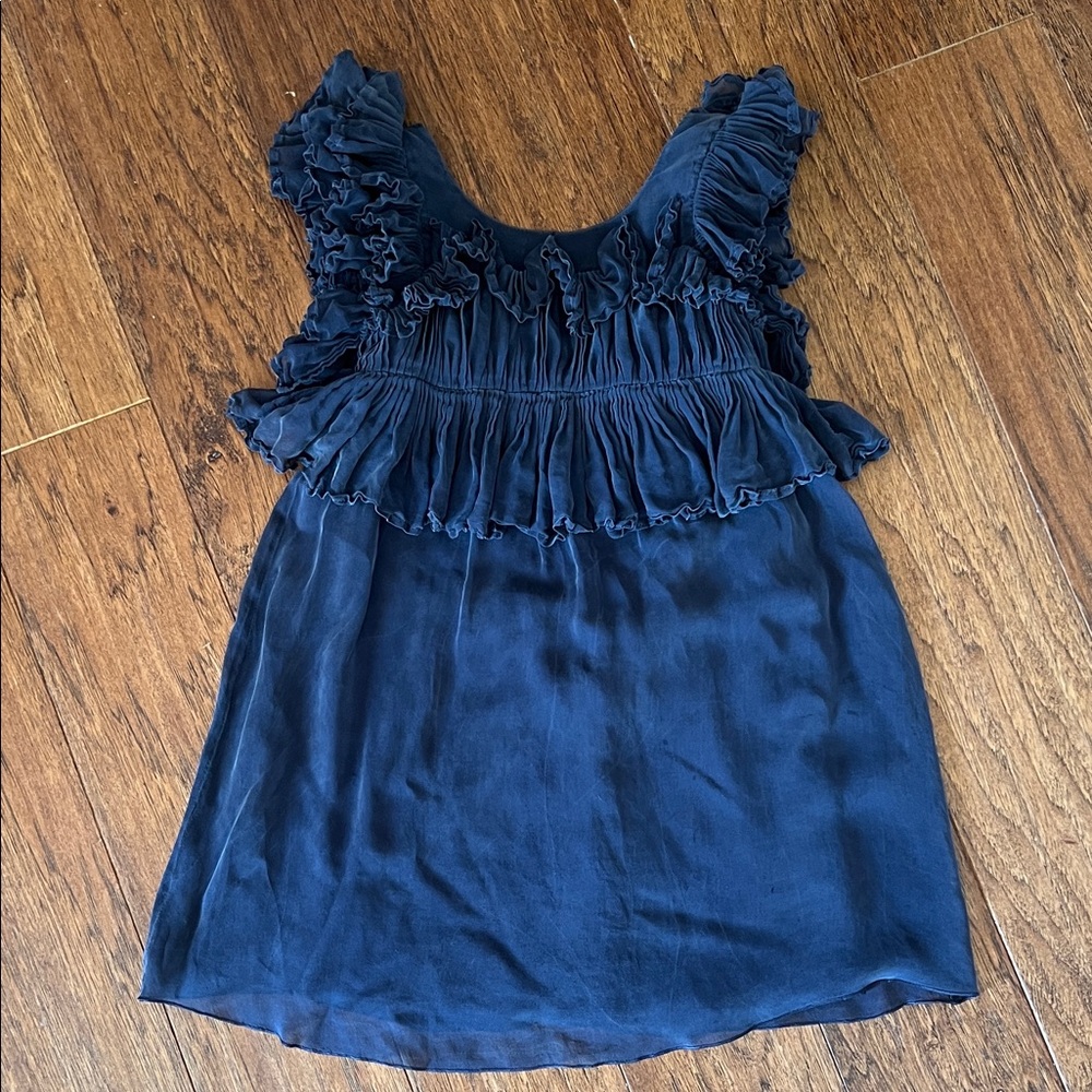 Chloe Navy Ruffle Sleeve girls dress